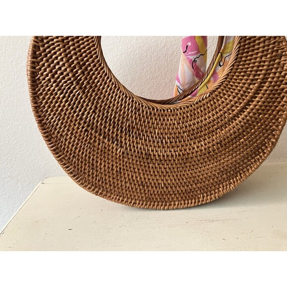 Vera For Anthropologie Sigrid Scarf Clutch Rattan Purse Handbag Pink Scarf - Picture 11 of 16